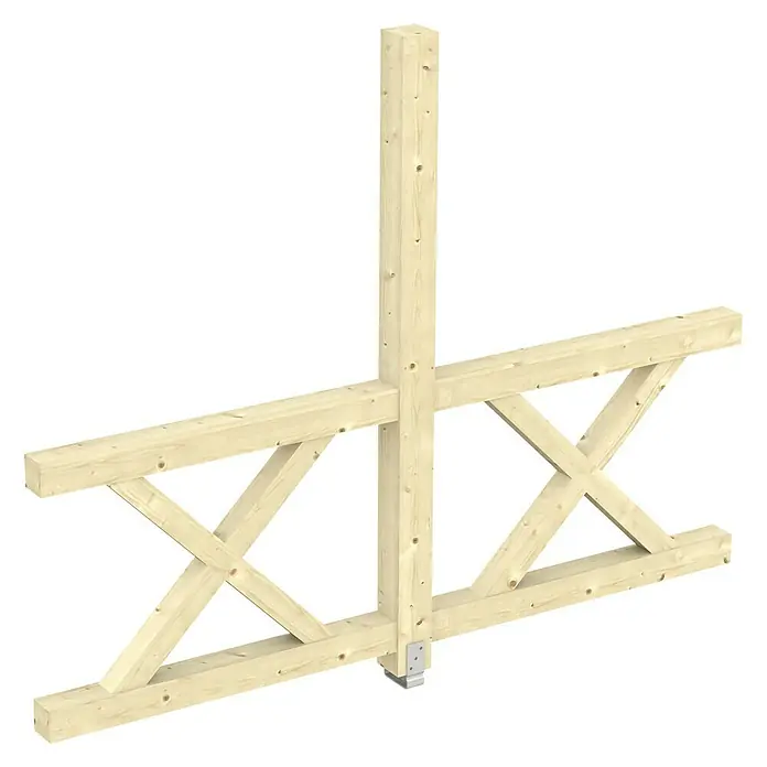 Skan Holz Seitenwand Andreaskreuz - Passend für: Skan Holz Leimholz-Terrassenüberdachungen, Tiefe 300/289 cm, freistehend, Natur - Diagonale Ansicht