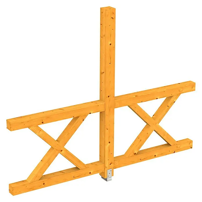 Skan Holz Seitenwand Andreaskreuz - Passend für: Skan Holz Leimholz-Terrassenüberdachungen, Tiefe 300/289 cm, freistehend, Eiche Hell - Diagonale Ansicht