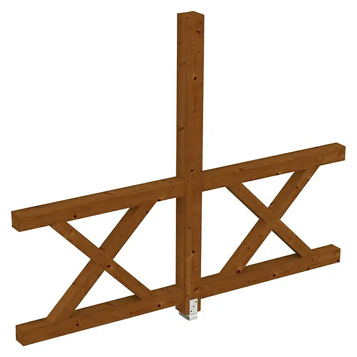 Skan Holz Seitenwand Andreaskreuz - Passend für: Skan Holz Leimholz-Terrassenüberdachungen, Tiefe 300/289 cm, freistehend, Nussbaum - Diagonale Ansicht