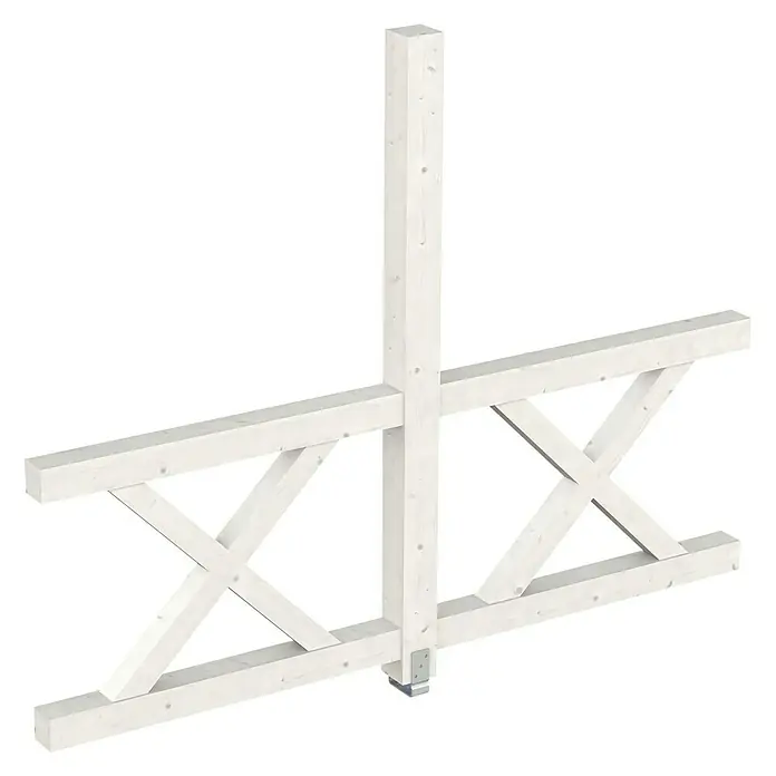 Skan Holz Seitenwand Andreaskreuz - Passend für: Skan Holz Leimholz-Terrassenüberdachungen, Tiefe 300/289 cm, freistehend, Weiß - Diagonale Ansicht