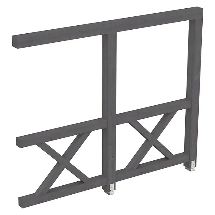 Skan Holz Seitenwand Andreaskreuz - Passend für: Skan Holz Leimholz-Terrassenüberdachungen, Tiefe 300/289 cm, Schiefergrau - Diagonale Ansicht