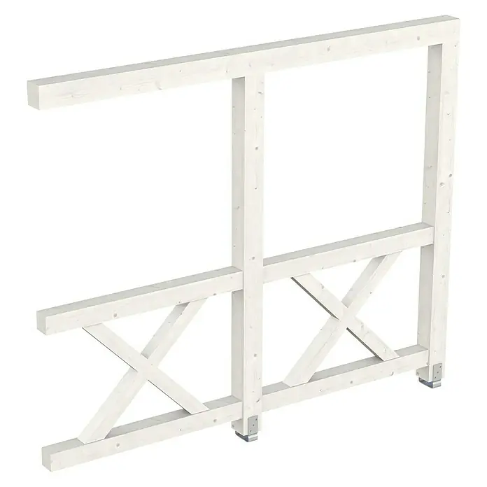 Skan Holz Seitenwand Andreaskreuz - Passend für: Skan Holz Leimholz-Terrassenüberdachungen, Tiefe 300/289 cm, Weiß - Diagonale Ansicht