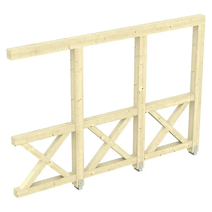 Skan Holz Seitenwand Andreaskreuz - Passend für: Skan Holz Leimholz-Terrassenüberdachungen, Tiefe 350/339 cm, Natur - Diagonale Ansicht