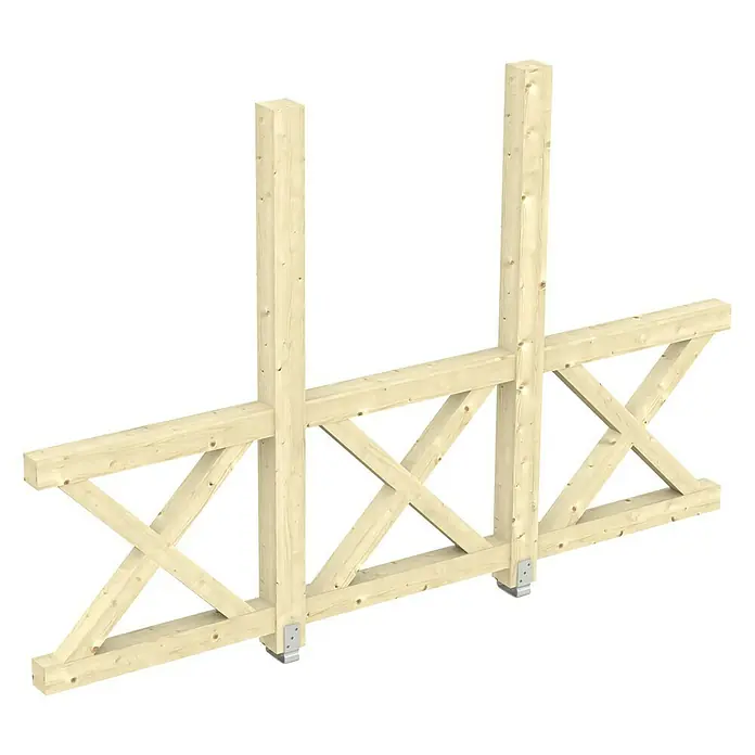 Skan Holz Seitenwand Andreaskreuz - Passend für: Skan Holz Leimholz-Terrassenüberdachungen, Tiefe 350/339 cm, freistehend, Natur - Diagonale Ansicht
