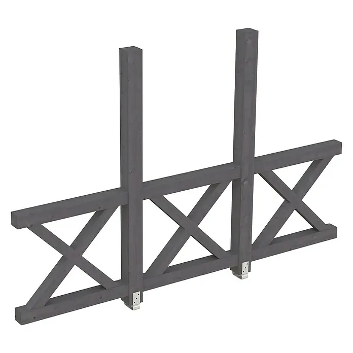 Skan Holz Seitenwand Andreaskreuz - Passend für: Skan Holz Leimholz-Terrassenüberdachungen, Tiefe 350/339 cm, freistehend, Schiefergrau - Diagonale Ansicht
