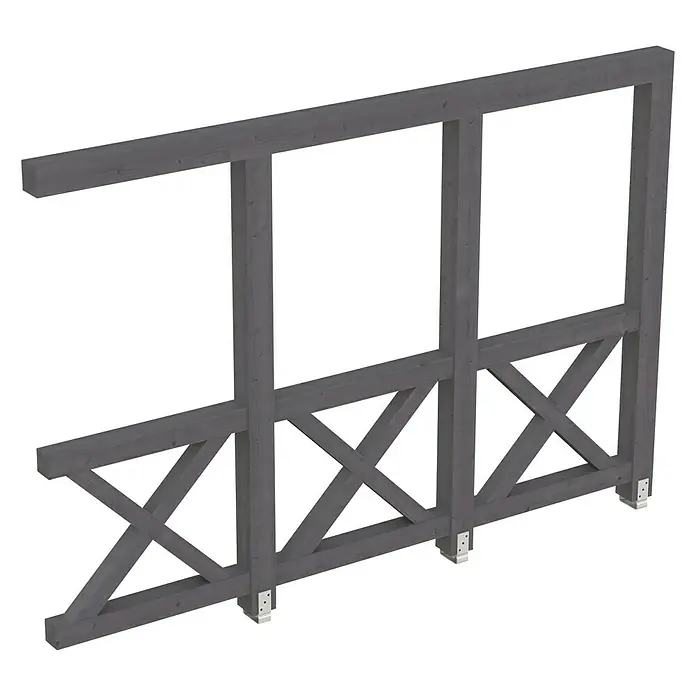 Skan Holz Seitenwand Andreaskreuz - Passend für: Skan Holz Leimholz-Terrassenüberdachungen, Tiefe 350/339 cm, Schiefergrau - Diagonale Ansicht