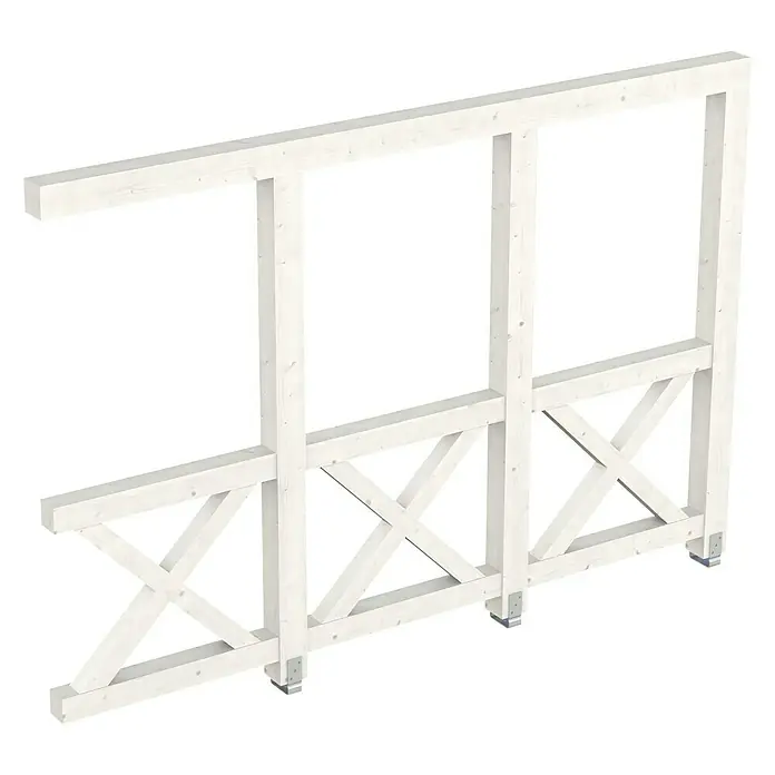 Skan Holz Seitenwand Andreaskreuz - Passend für: Skan Holz Leimholz-Terrassenüberdachungen, Tiefe 350/339 cm, Weiß - Diagonale Ansicht