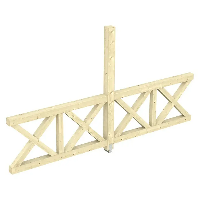 Skan Holz Seitenwand Andreaskreuz - Passend für: Skan Holz Leimholz-Terrassenüberdachungen, Tiefe 400/389 cm, freistehend, Natur - Diagonale Ansicht
