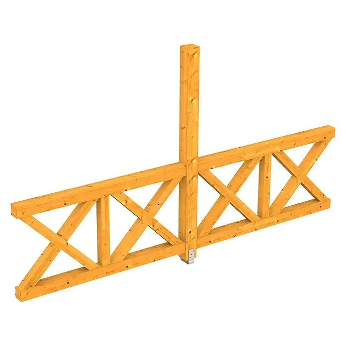 Skan Holz Seitenwand Andreaskreuz - Passend für: Skan Holz Leimholz-Terrassenüberdachungen, Tiefe 400/389 cm, freistehend, Eiche Hell - Diagonale Ansicht