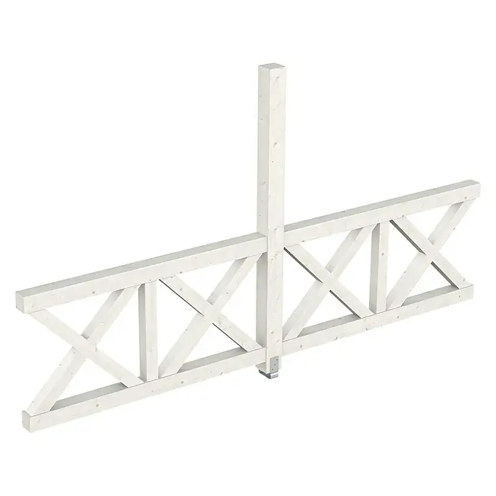 Skan Holz Seitenwand Andreaskreuz - Passend für: Skan Holz Leimholz-Terrassenüberdachungen, Tiefe 400/389 cm, freistehend, Weiß - Diagonale Ansicht