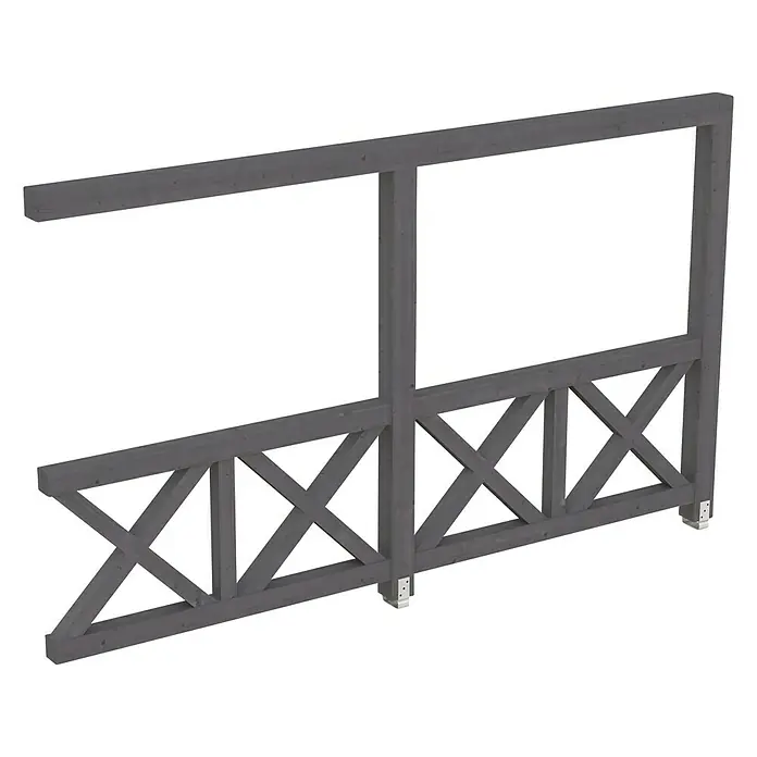 Skan Holz Seitenwand Andreaskreuz - Passend für: Skan Holz Leimholz-Terrassenüberdachungen, Tiefe 400/389 cm, Schiefergrau - Diagonale Ansicht