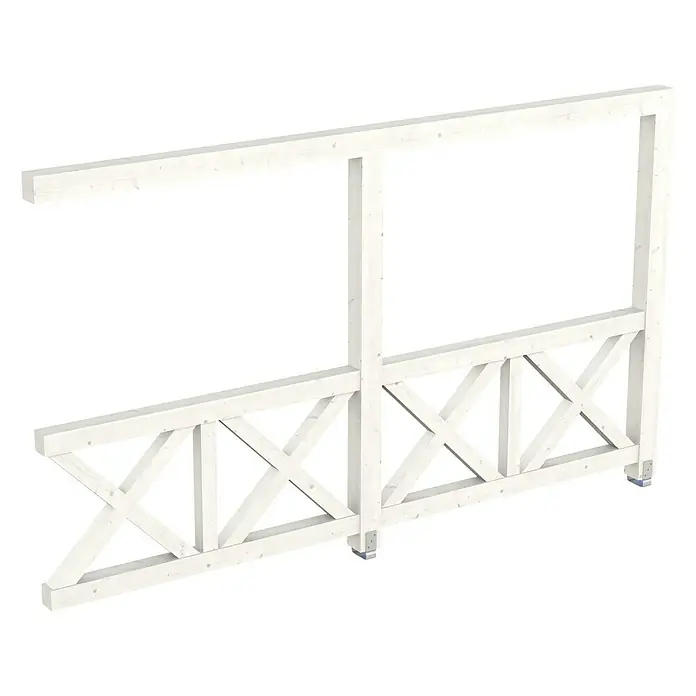 Skan Holz Seitenwand Andreaskreuz - Passend für: Skan Holz Leimholz-Terrassenüberdachungen, Tiefe 400/389 cm, Weiß - Diagonale Ansicht