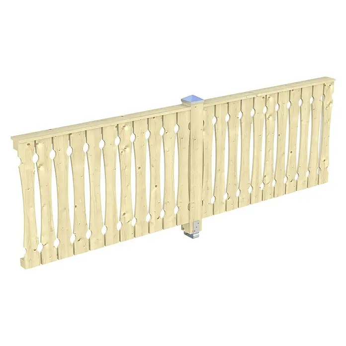 Skan Holz Brüstungsgeländer - Passend für: Skan Holz Leimholz-Terrassenüberdachungen, Tiefe 350/339 cm, Natur - Diagonale Ansicht