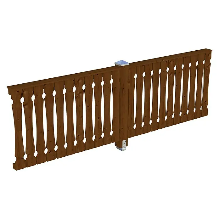 Skan Holz Brüstungsgeländer - Passend für: Skan Holz Leimholz-Terrassenüberdachungen, Tiefe 350/339 cm, Nussbaum - Diagonale Ansicht