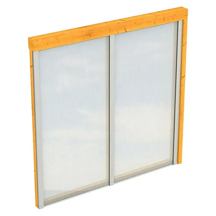 Skan Holz Seitenwand - Passend für: Skan Holz Leimholz-Terrassenüberdachungen, Tiefe 250/239 cm, Eiche Hell - Diagonale Ansicht