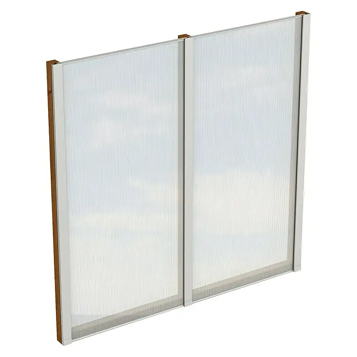 Skan Holz Seitenwand - Passend für: Skan Holz Leimholz-Terrassenüberdachungen, Tiefe 250/239 cm, freistehend, Nussbaum - Diagonale Ansicht