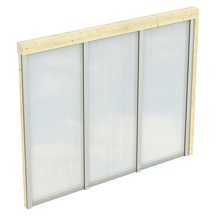 Skan Holz Seitenwand - Passend für: Skan Holz Leimholz-Terrassenüberdachungen, Tiefe 300/289 cm, Natur, Holz - Diagonale Ansicht