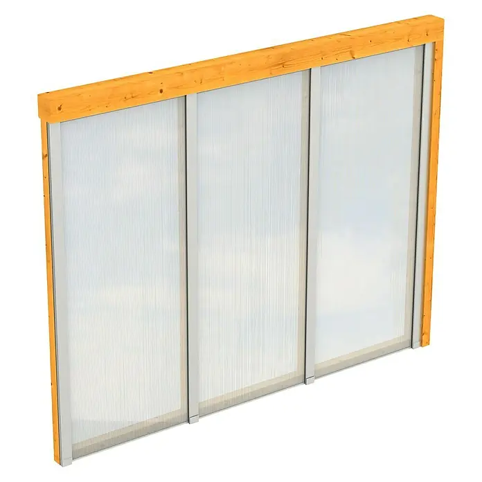Skan Holz Seitenwand - Passend für: Skan Holz Leimholz-Terrassenüberdachungen, Tiefe 300/289 cm, Eiche Hell, Holz - Diagonale Ansicht