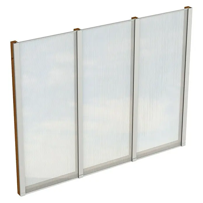 Skan Holz Seitenwand - Passend für: Skan Holz Leimholz-Terrassenüberdachungen, Tiefe 300/289 cm, freistehend, Nussbaum - Diagonale Ansicht