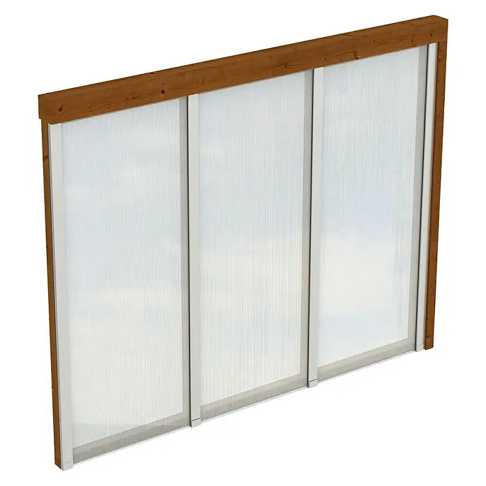 Skan Holz Seitenwand - Passend für: Skan Holz Leimholz-Terrassenüberdachungen, Tiefe 300/289 cm, Nussbaum, Holz - Diagonale Ansicht