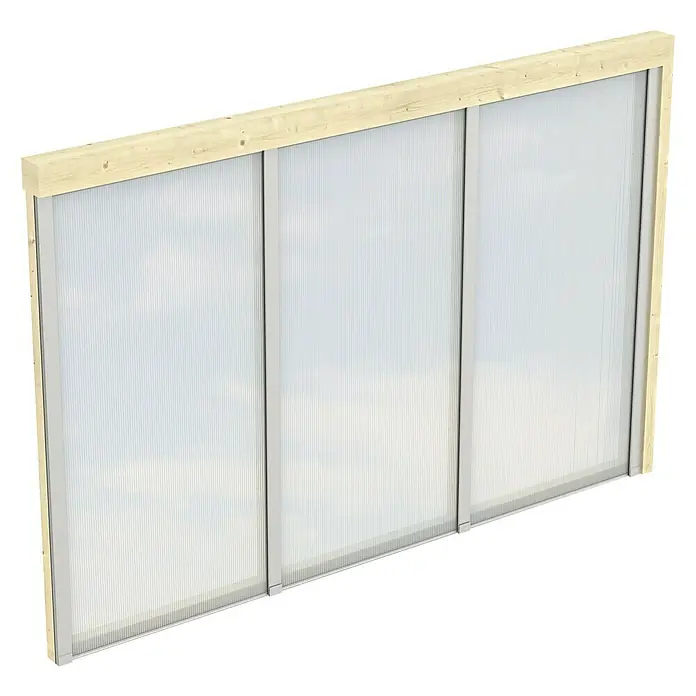 Skan Holz Seitenwand - Passend für: Skan Holz Leimholz-Terrassenüberdachungen, Tiefe 350/339 cm, Natur, Holz - Diagonale Ansicht