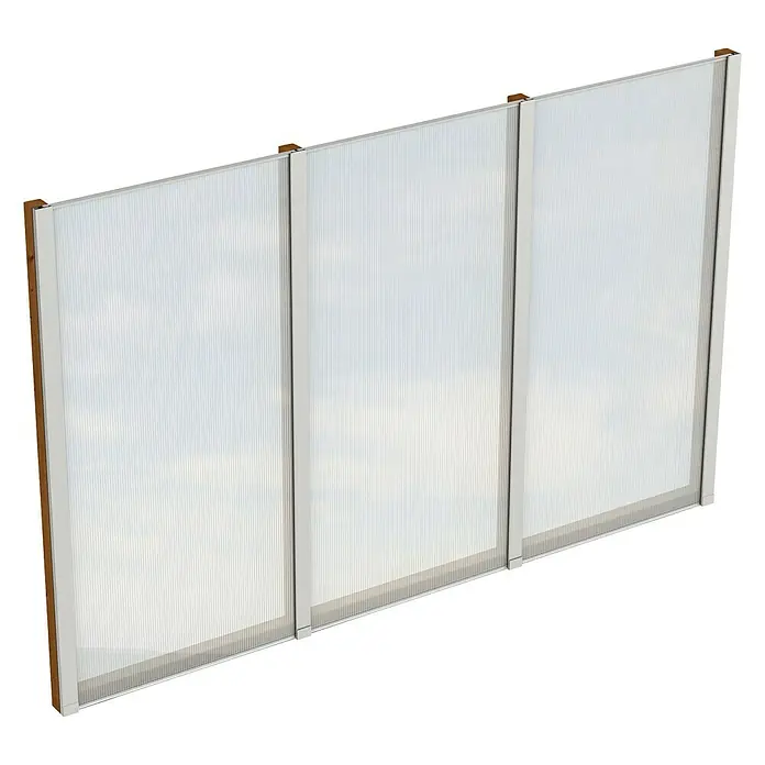 Skan Holz Seitenwand - Passend für: Skan Holz Leimholz-Terrassenüberdachungen, Tiefe 350/339 cm, freistehend, Nussbaum - Diagonale Ansicht