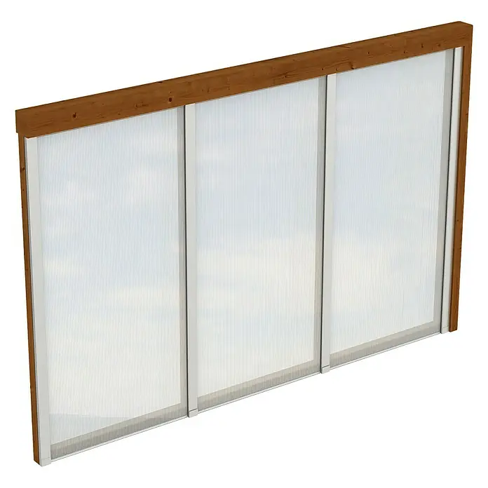 Skan Holz Seitenwand - Passend für: Skan Holz Leimholz-Terrassenüberdachungen, Tiefe 350/339 cm, Nussbaum, Holz - Diagonale Ansicht