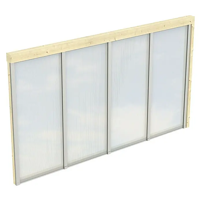 Skan Holz Seitenwand - Passend für: Skan Holz Leimholz-Terrassenüberdachungen, Tiefe 400/389 cm, Natur - Diagonale Ansicht