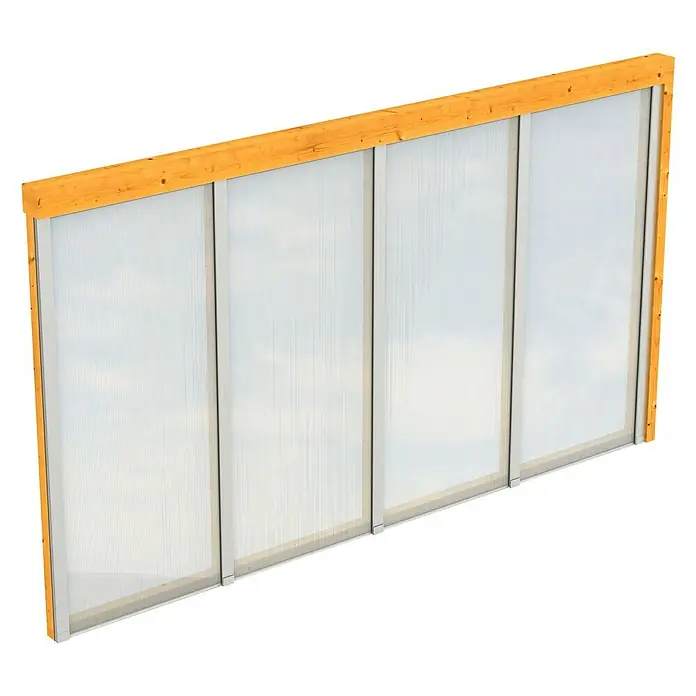 Skan Holz Seitenwand - Passend für: Skan Holz Leimholz-Terrassenüberdachungen, Tiefe 400/389 cm, Eiche Hell - Diagonale Ansicht