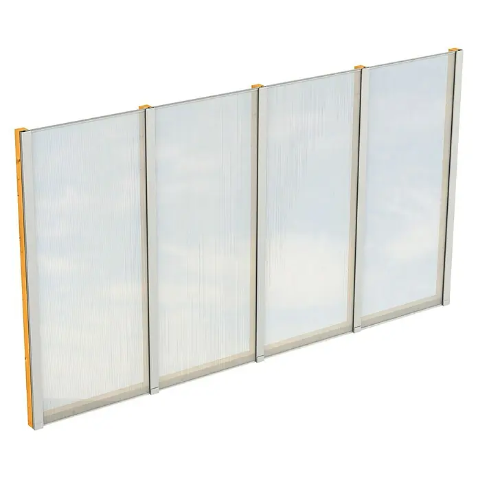 Skan Holz Seitenwand - Passend für: Skan Holz Leimholz-Terrassenüberdachungen, Tiefe 400/389 cm, freistehend, Eiche Hell - Diagonale Ansicht