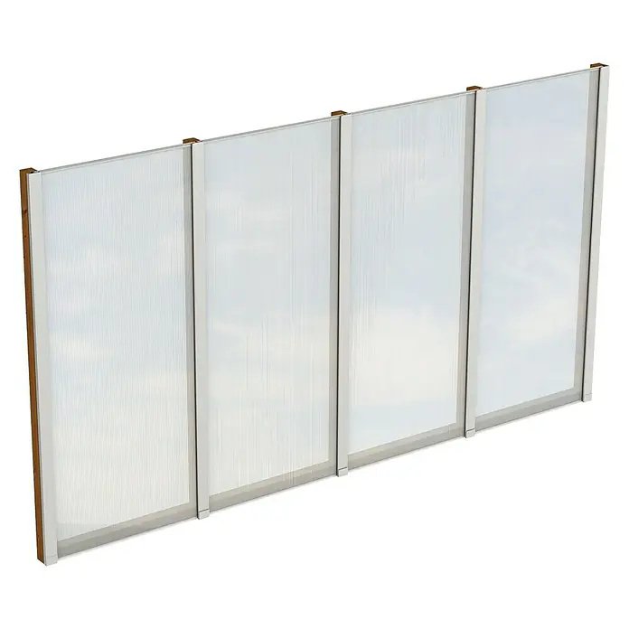 Skan Holz Seitenwand - Passend für: Skan Holz Leimholz-Terrassenüberdachungen, Tiefe 400/389 cm, freistehend, Nussbaum - Diagonale Ansicht