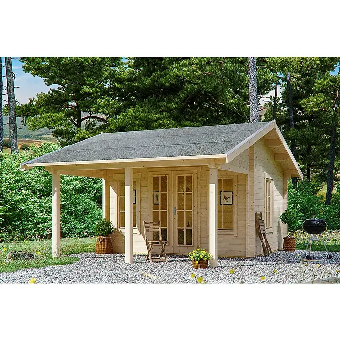Skan Holz Gartenhaus Luzern - B x T: 460 x 580 cm, Holz, 19 m², Wandstärke: 45 mm, 19 mm Profilschalung mit Nut & Feder - Stimmungsaufnahme