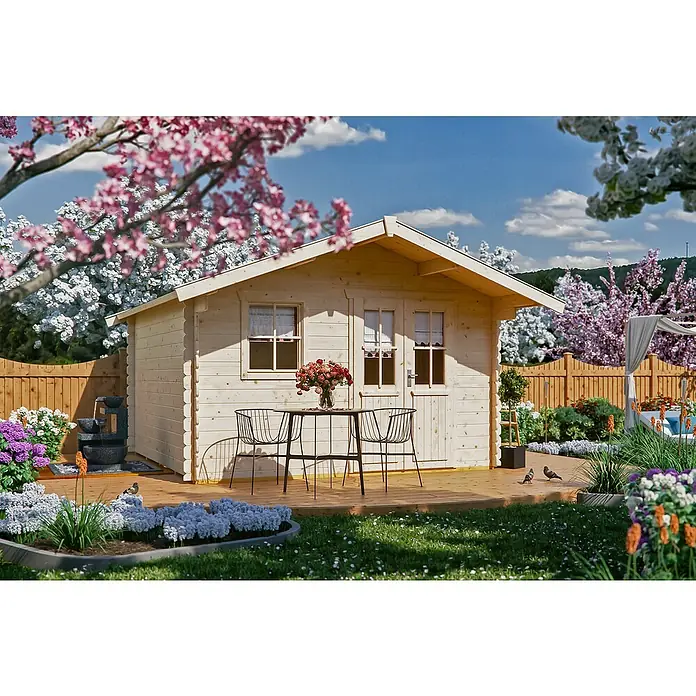 Skan Holz Gartenhaus Malaga 1 - B x T: 380 x 400 cm, Holz, 10,2 m², Wandstärke: 28 mm - Stimmungsaufnahme