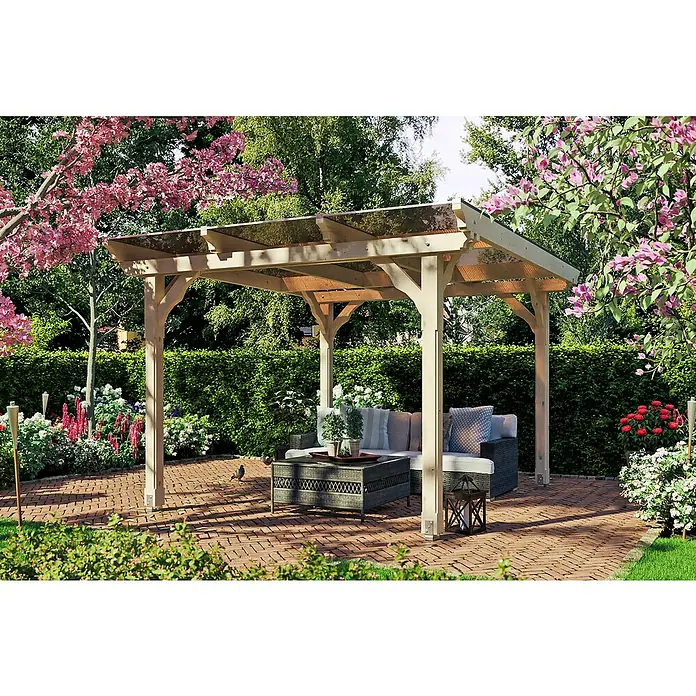 Skan Holz Pavillon Marseille - L x B: 350 x 327 cm, Natur - Stimmungsaufnahme