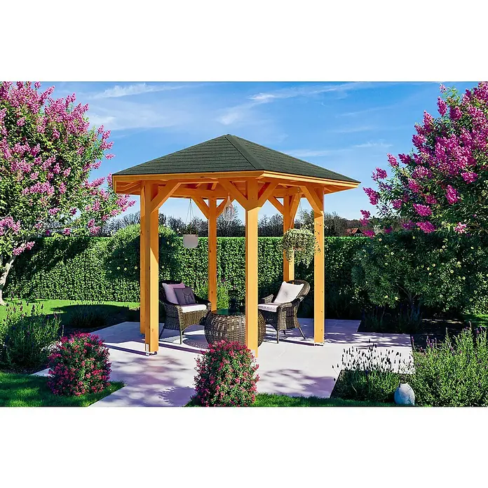 Skan Holz Pavillon Nancy 1 - L x B: 312 x 360 cm, Eiche Hell - Stimmungsaufnahme