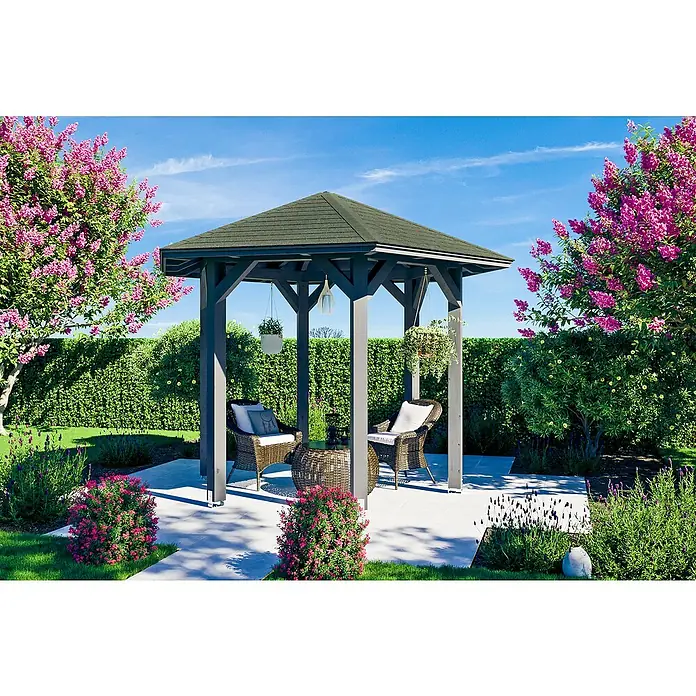 Skan Holz Pavillon Nancy 1 - L x B: 312 x 360 cm, Schiefergrau - Stimmungsaufnahme