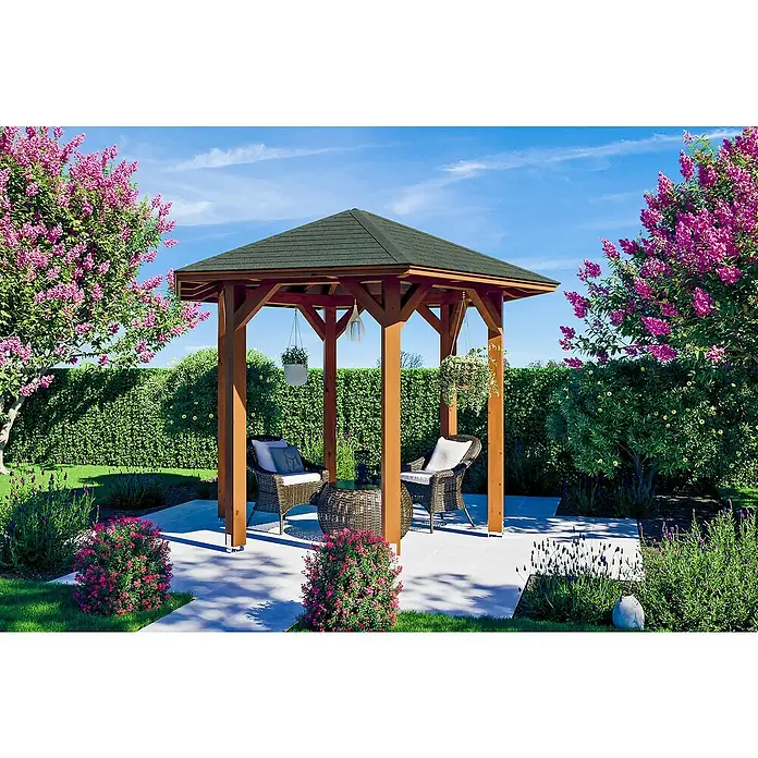Skan Holz Pavillon Nancy 1 - L x B: 312 x 360 cm, Nussbaum - Anwendungsbeispiel