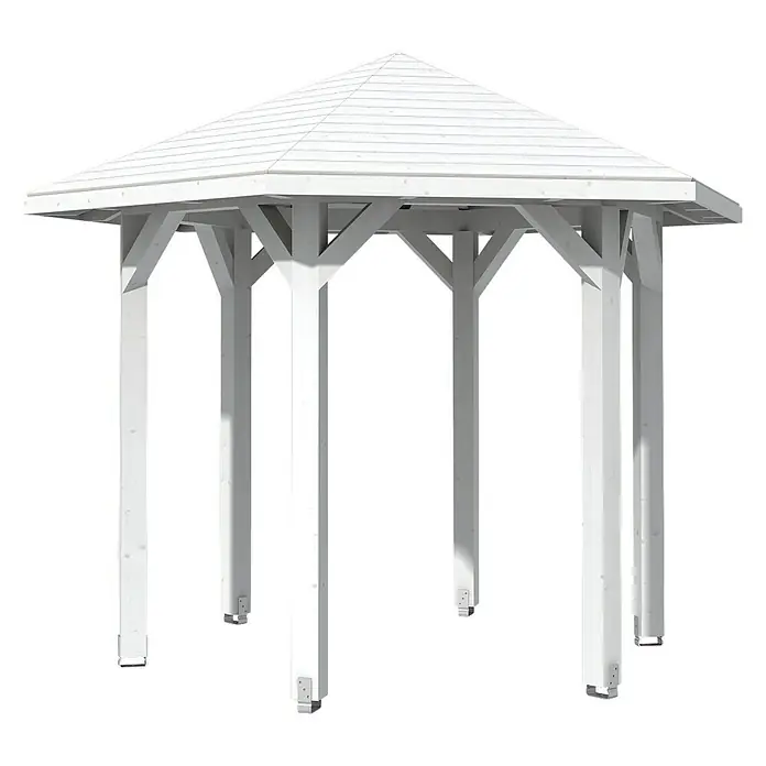 Skan Holz Pavillon Nancy 1 - L x B: 312 x 360 cm, Weiß - Diagonale Ansicht