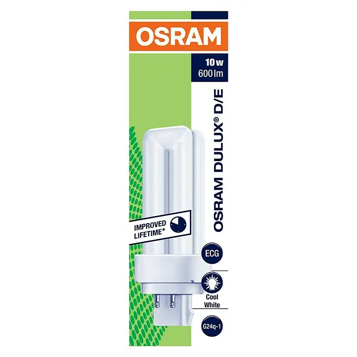 Osram Bombilla de bajo consumo Dulux D/E - 10 W, G24q-1, Blanco frío - Vista descendente