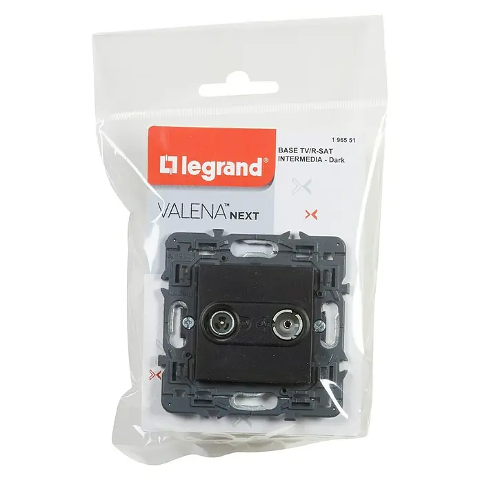 Legrand Valena Next Toma TV/SAT Intermedia - Negro, 2 canales, Metal, Montaje en la pared - Vista descendente