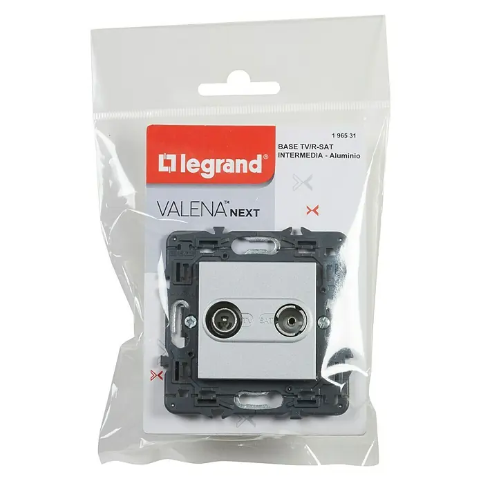 Legrand Valena Next Toma TV/SAT Intermedia - Aluminio, 2 canales, Metal, Montaje en la pared - Vista descendente
