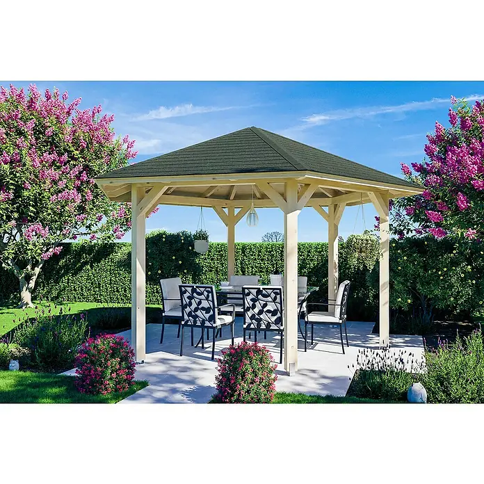 Skan Holz Pavillon Nancy 3 - L x B: 416 x 480 cm, Natur - Anwendungsbeispiel