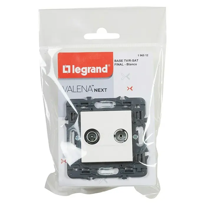 Legrand Valena Next Toma TV/SAT Final - Blanco, 2 conexiones, Metal, Montaje en la pared - Vista descendente
