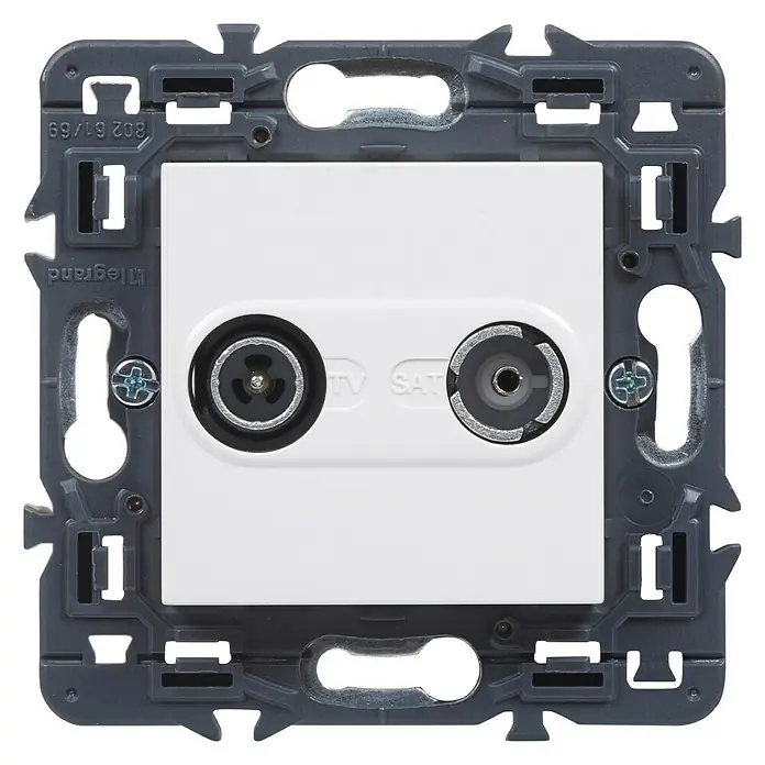 Legrand Valena Next Toma TV/SAT Final - Blanco, 2 conexiones, Metal, Montaje en la pared - Vista frontal