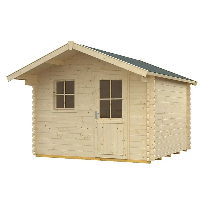 Skan Holz Gartenhaus Narvik 2 - B x T: 340 x 400 cm, Holz, 9 m², Wandstärke: 45 mm - Diagonale Ansicht
