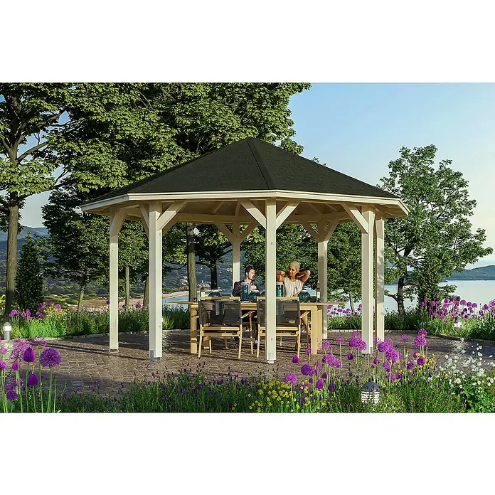 Skan Holz Pavillon Nice 2 - L x B: 484 x 484 cm, Holz, Natur - Stimmungsaufnahme