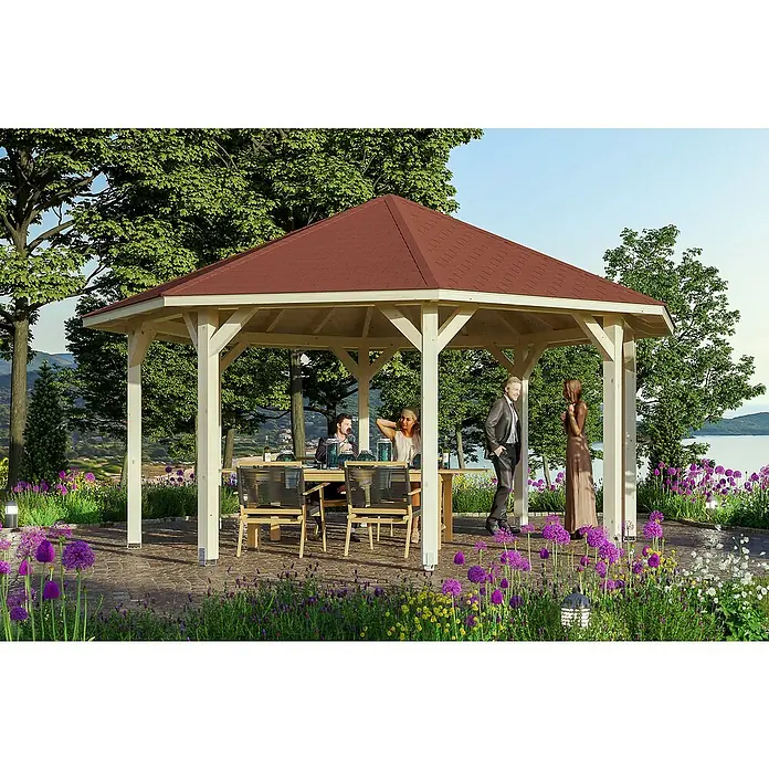 Skan Holz Pavillon Nice 3 - L x B: 557 x 557 cm - Stimmungsaufnahme