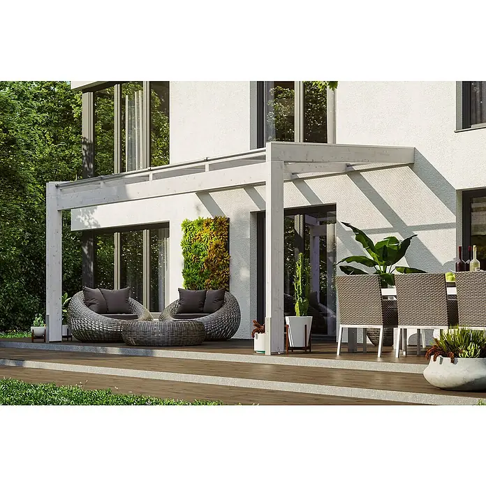 Skan Holz Terrassenüberdachung Novara - L x T: 450 x 259 cm, Polycarbonat, Weiß - Anwendungsbeispiel