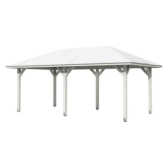 Skan Holz Pavillon Orleans 1 - L x B: 656 x 374 cm, Holz, Weiß - Diagonale Ansicht