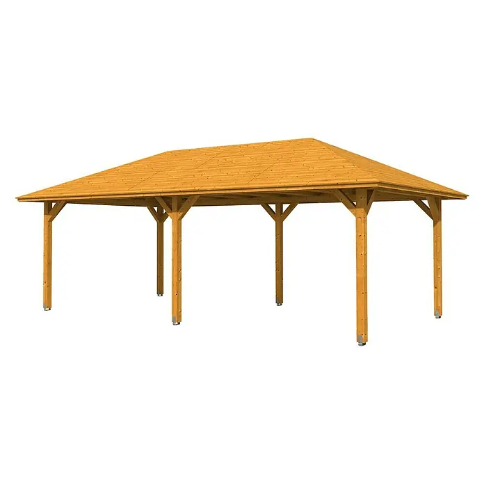 Skan Holz Pavillon Orleans 2 - L x B: 786 x 439 cm, Holz, Eiche Hell - Diagonale Ansicht